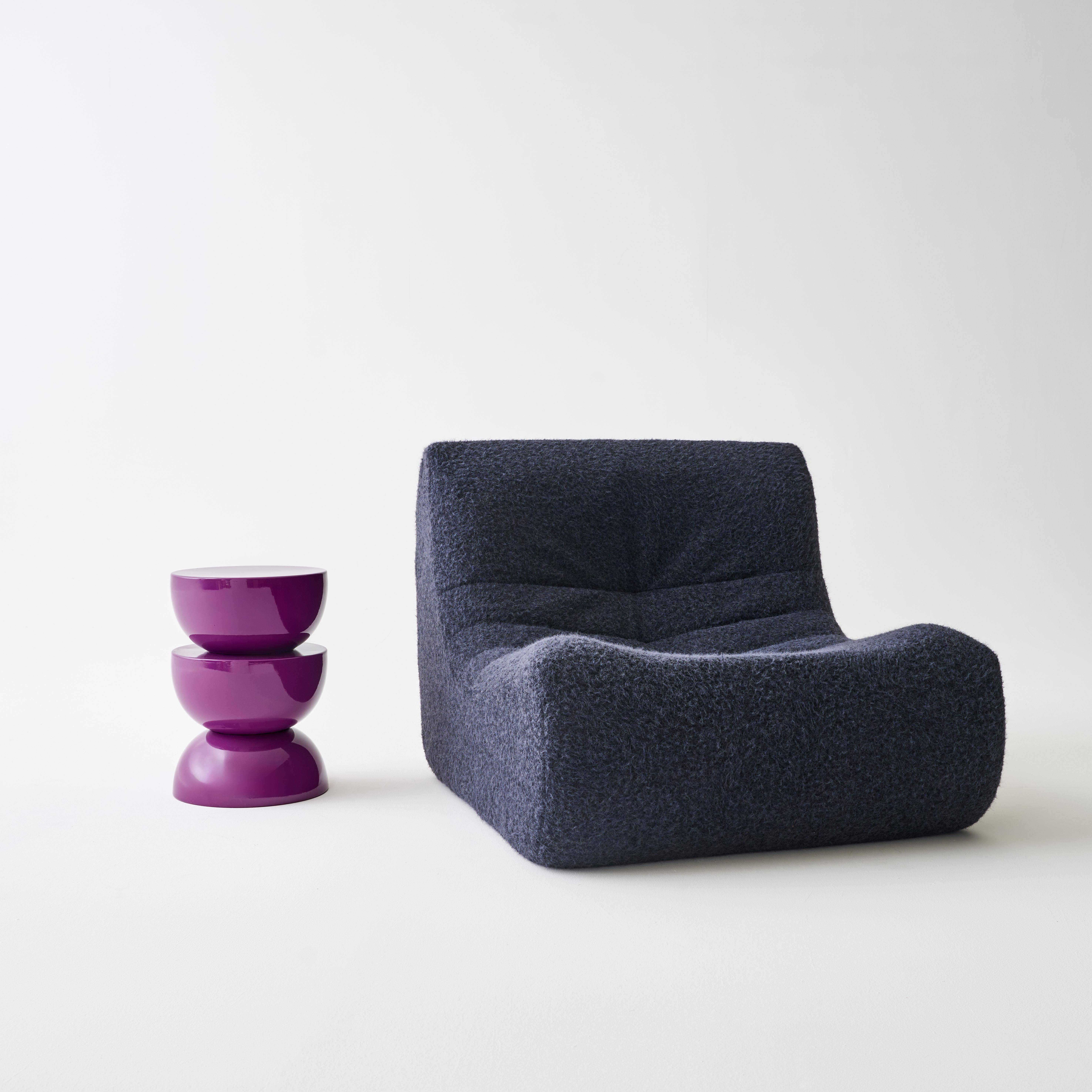 Coumba - Mesa auxiliar, mesita metal efecto glassy