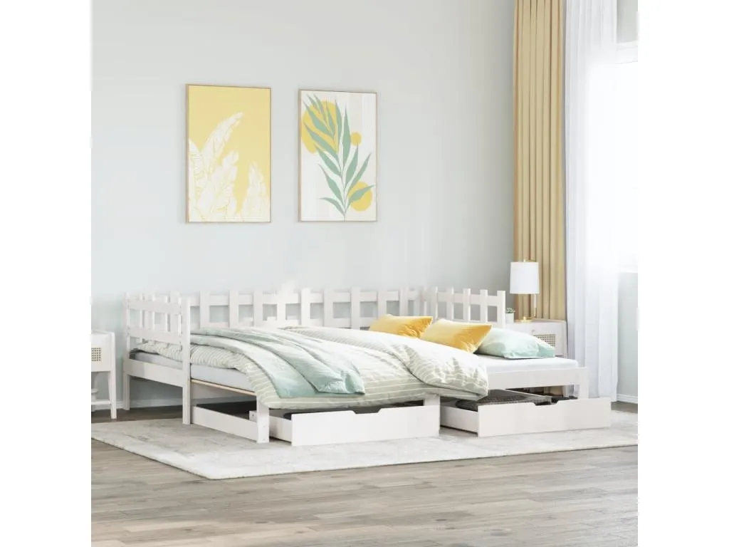 Sofá cama Alkifurniturees con cajones sin colchón blanco 90x190 cm 02702QWDC