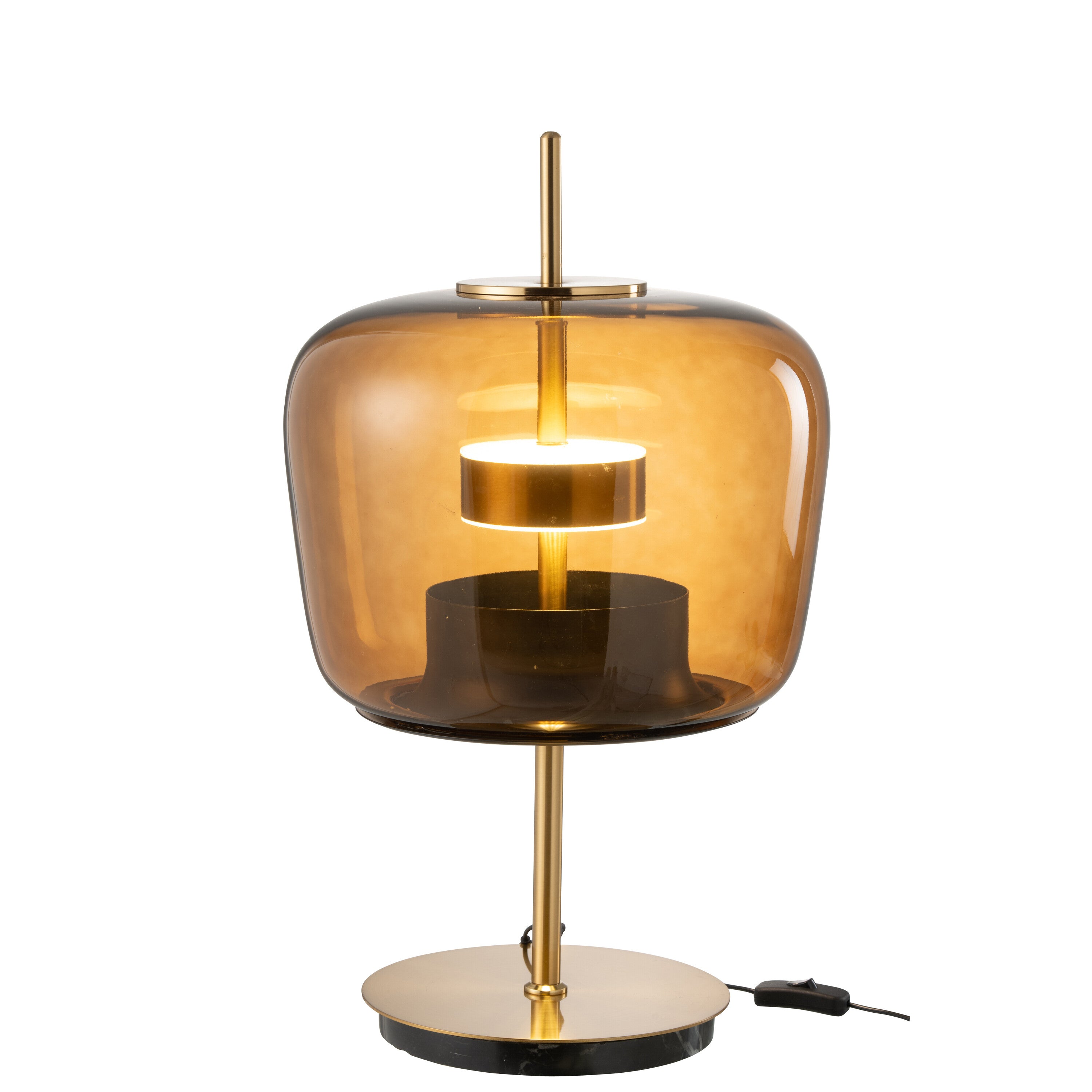J-Line tafellamp - glas - bruin - LED lichtjes
