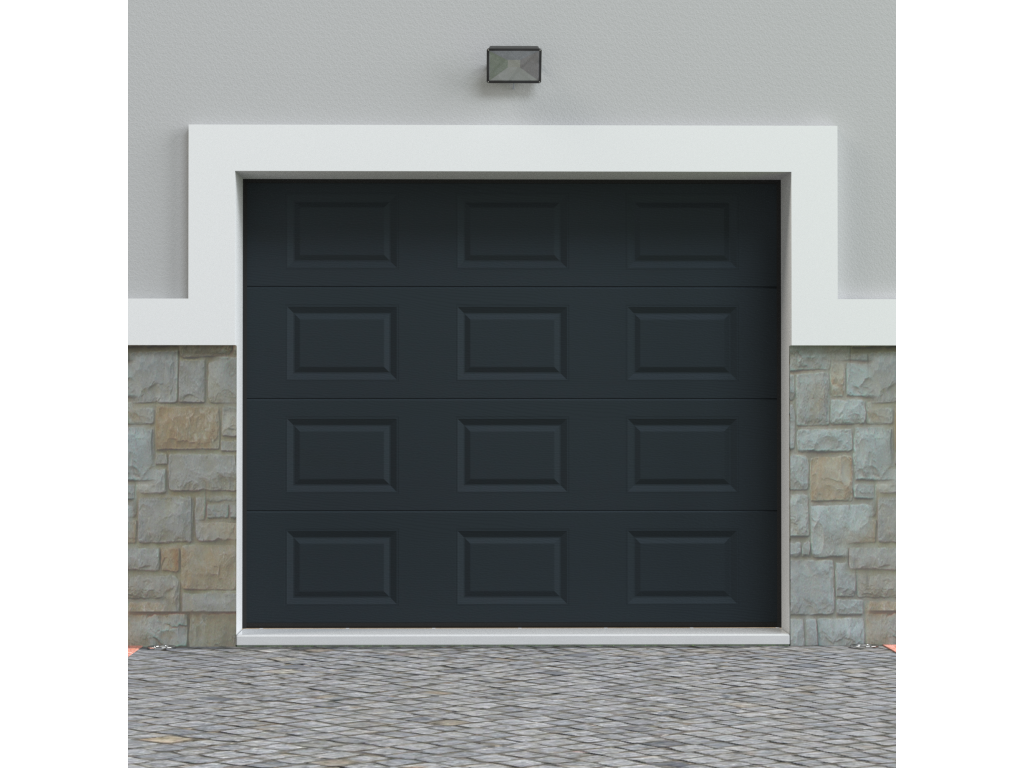 Puerta de garaje seccional antracita con motor Laocacasas - CAOPAS