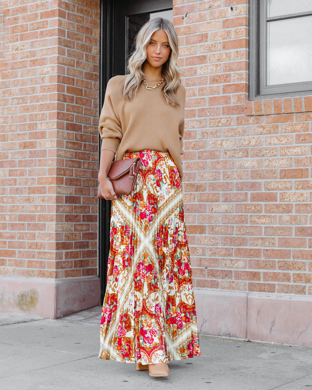 What We Give Printed Pleated Maxi Skirt - Se7enfashion