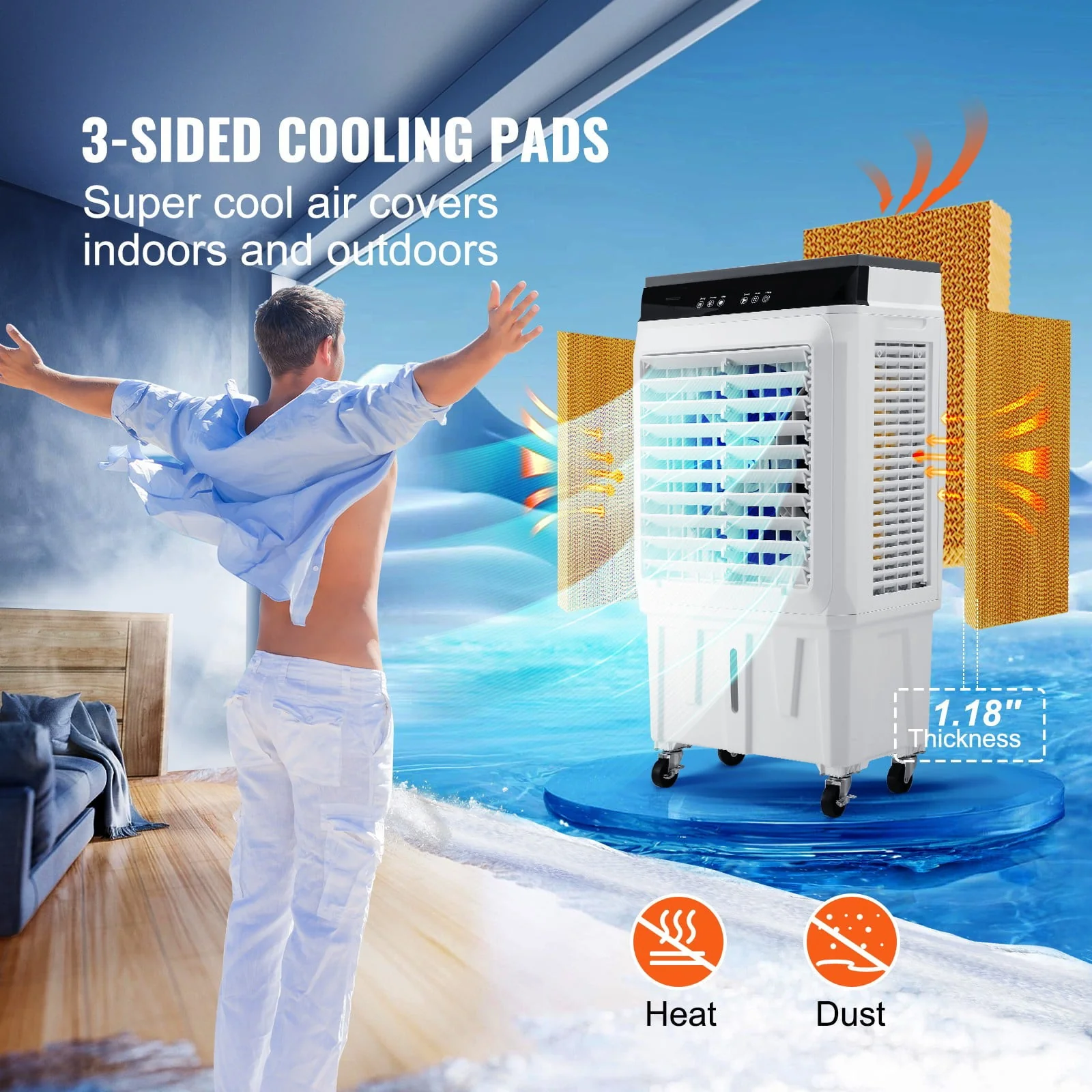 BENTISM Evaporative Cooler Swamp Cooler 3-in-1 2100 CFM 7 Gal 12h Timer Air Humidifier - Image 3