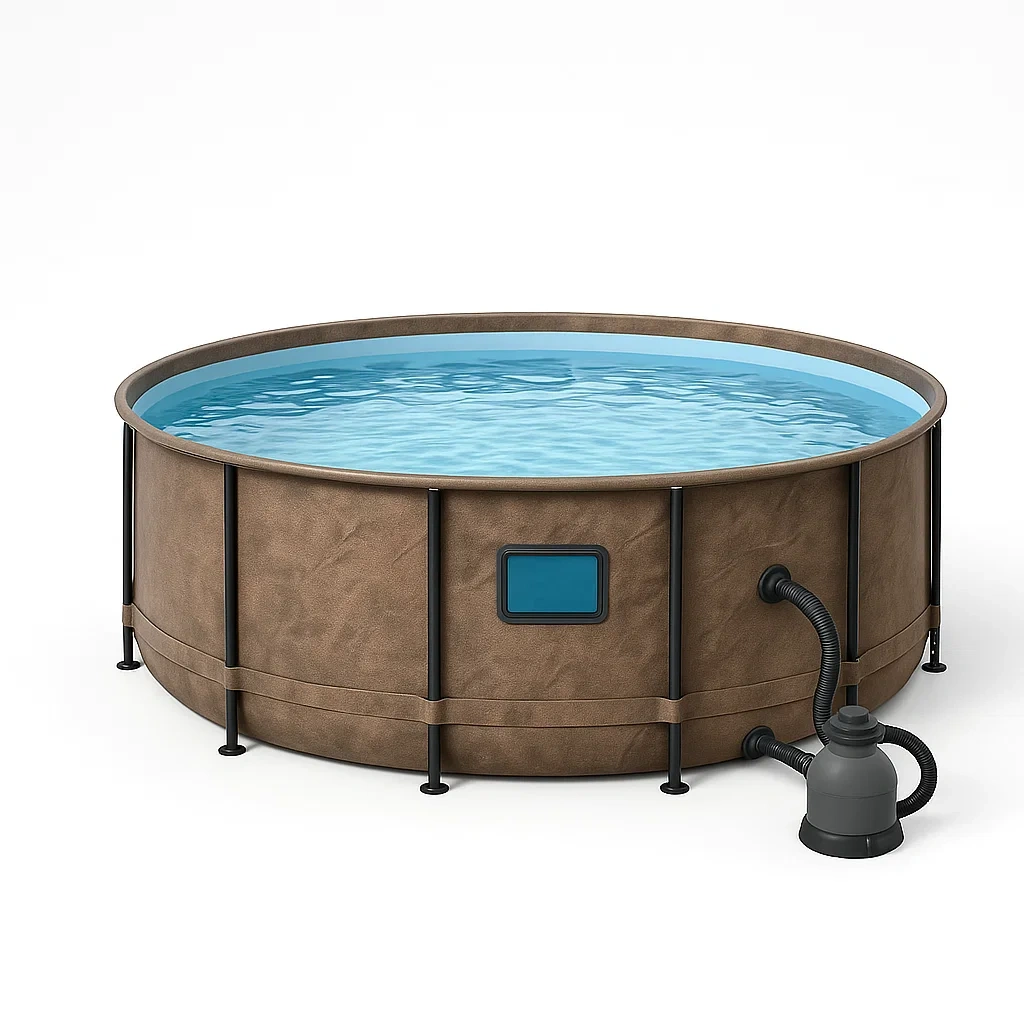 Piscina tubular redonda 298x96 cm, color marrón, con filtro y escalera DaleltL249sd