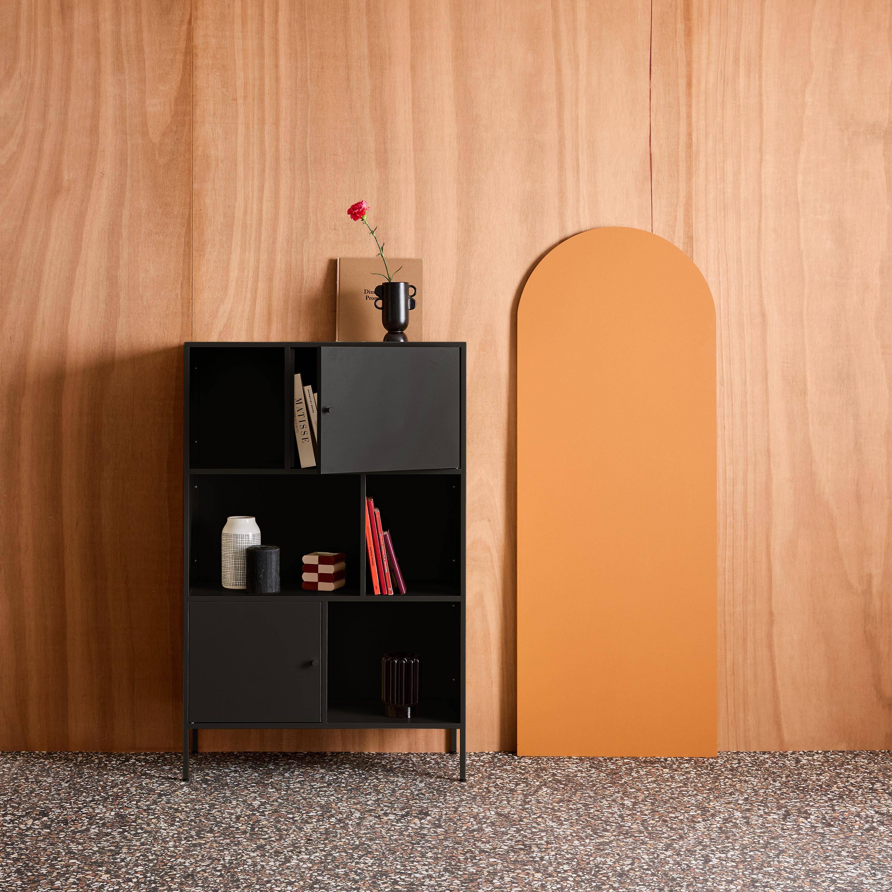 Oklahoma - Aparador, mueble de almacenamiento industrial de metal con 6 compartimentos