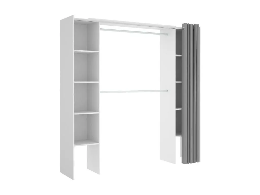 Armario Kavehomedeco Estructura para vestidor Perchero abierto 180x50h205 cm Blanco y Gris YISX34330