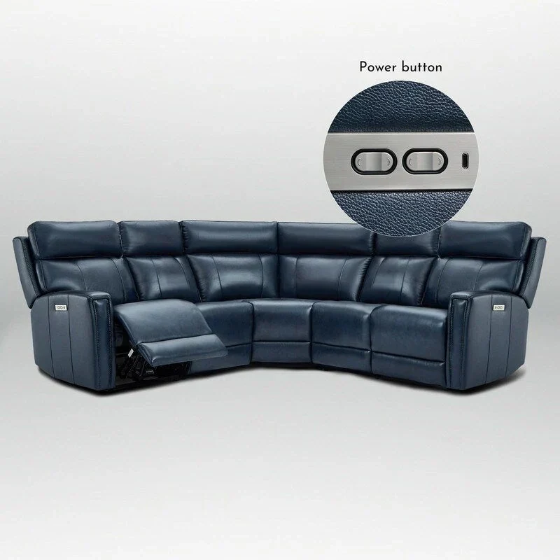 104" 3-Color Genuine Leather Power Reclining Sectional Sofa with Zero Gravity Feature, USB & USB-C Ports, and 2 Stationary Armless Chairs
