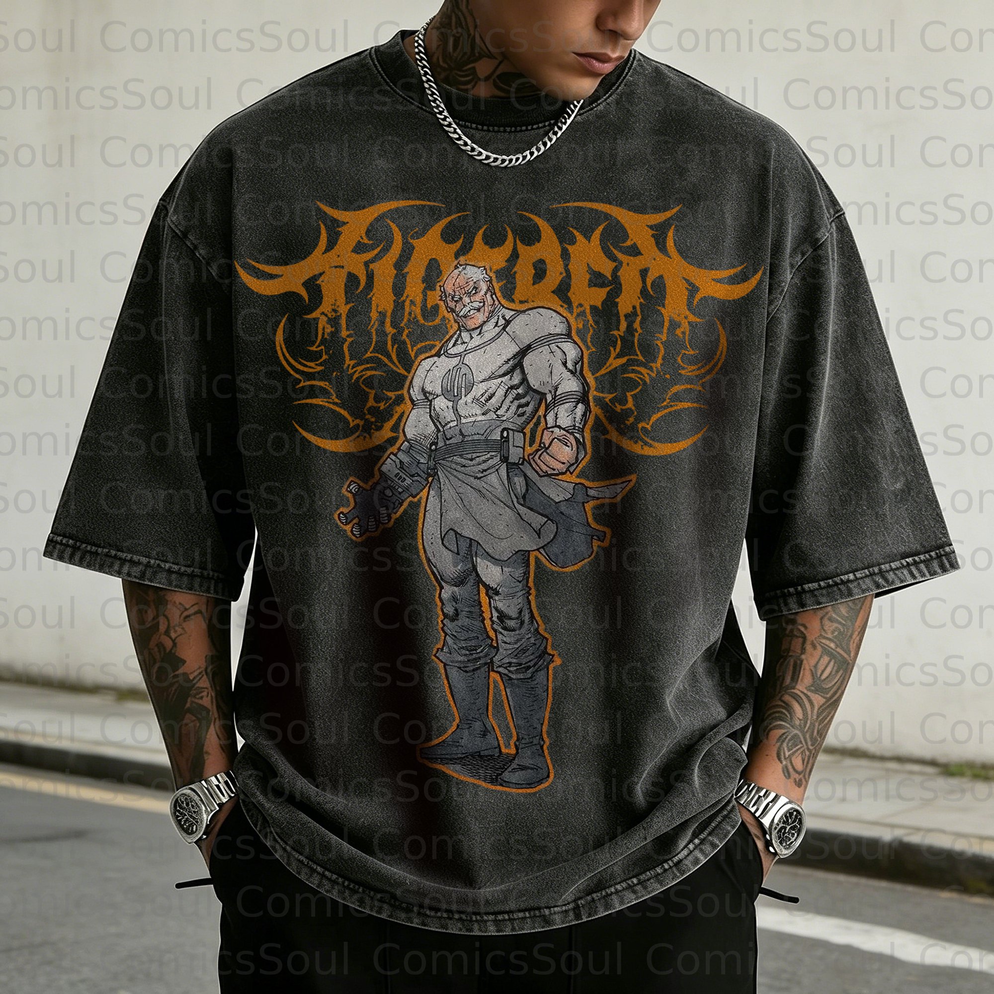 Unisex Anime Inspired Vintage Washed T-Shirt