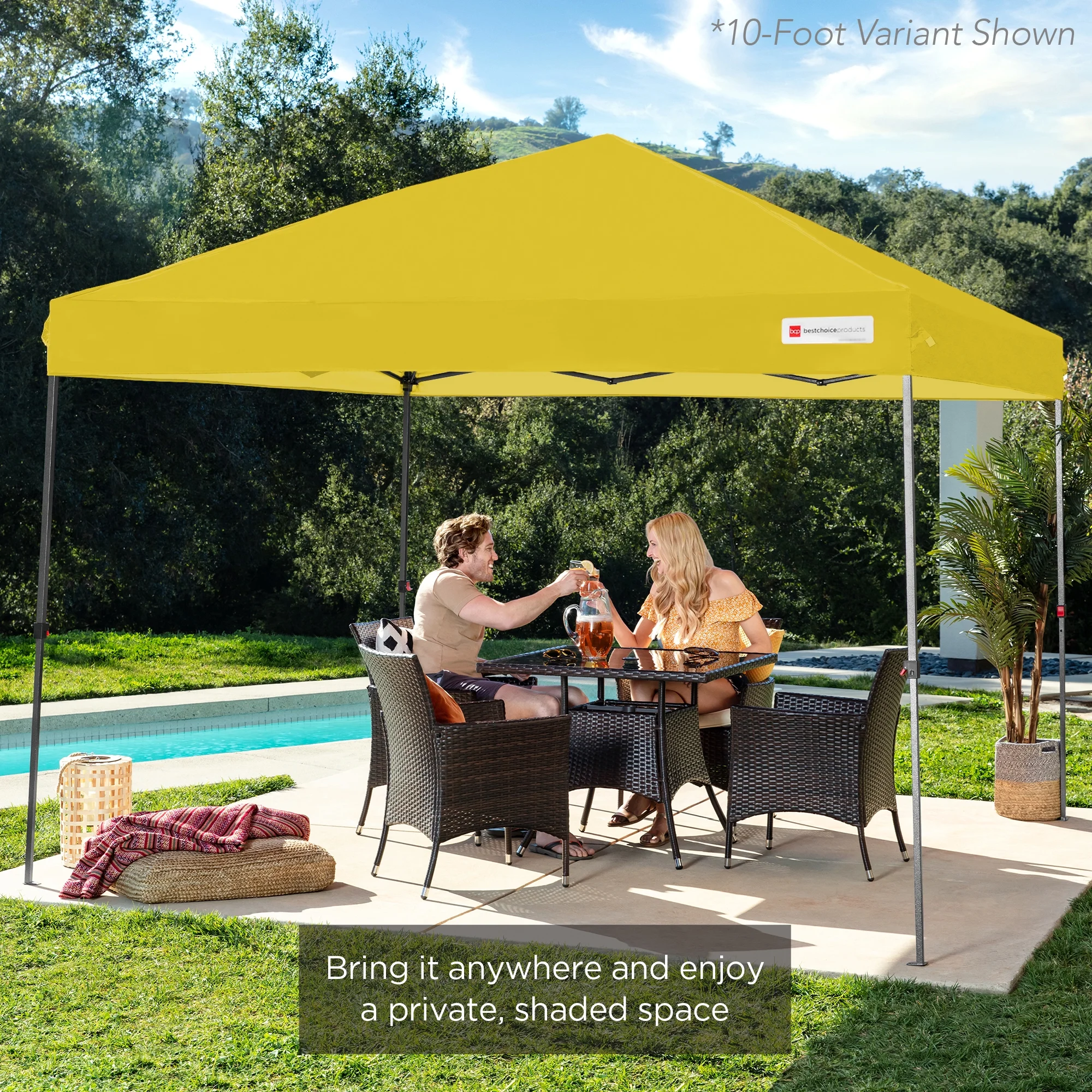 Best Choice Products 12x12ft Easy Setup Pop Up Canopy w/ 1-Button Setup, Wheeled Case, 4 Weight Bags - Navy Blue - Image 171