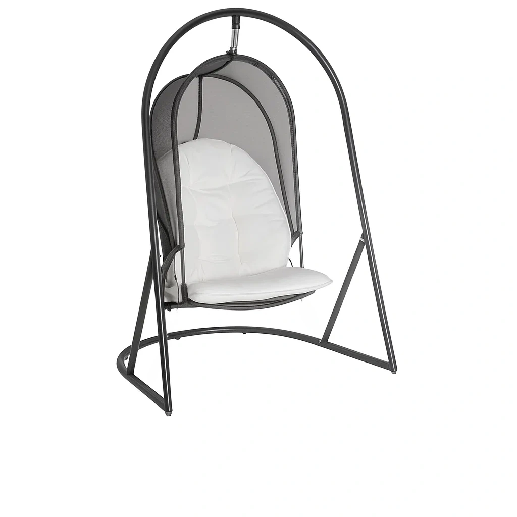 Sillón colgante de 1 plaza con estructura metálica gris y respaldo curvo - WjyigeG260hP