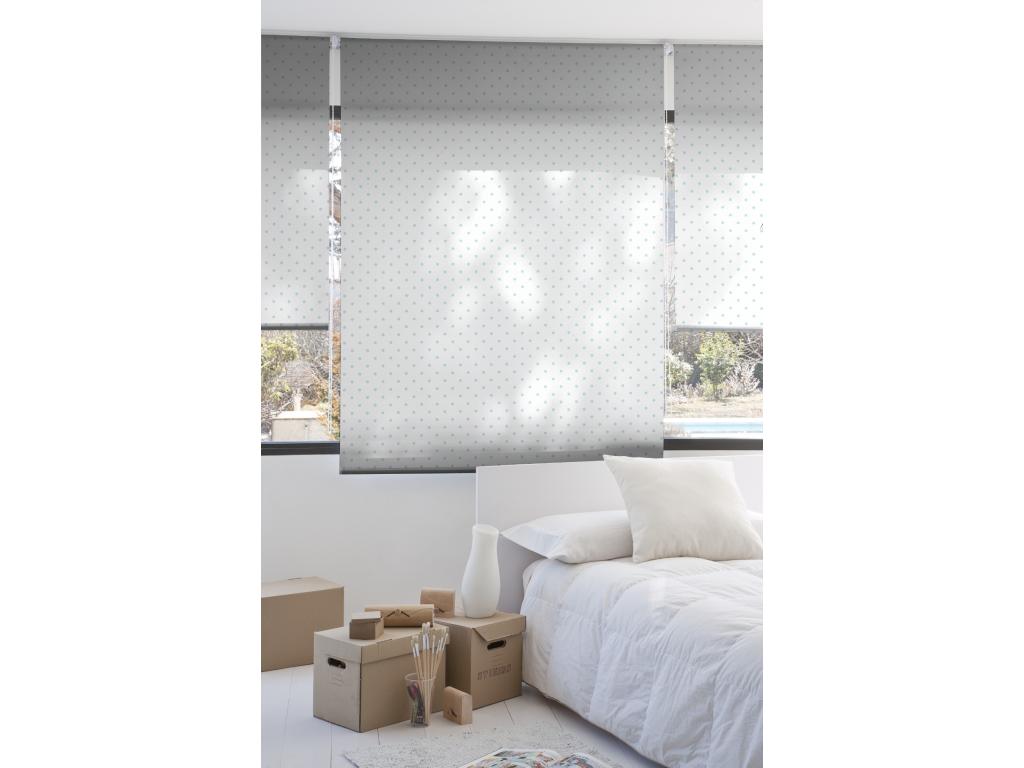 Mubdelu | Estores Personalizados Easyfix TEXTURAS | 80 x 150 cm (Ancho por Alto) Tamaño de Tela 77 x 150 cm | Modelo Motas-1 Color Turquesa