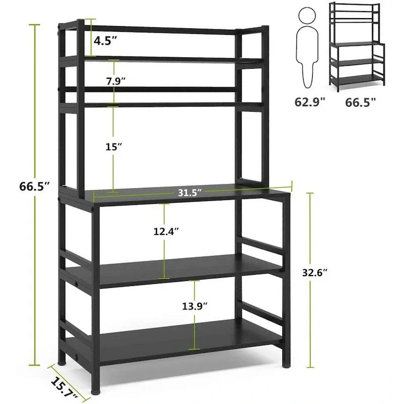 5-Tier Kitchen Baker's Rack with Storage - Microwave Oven Cart