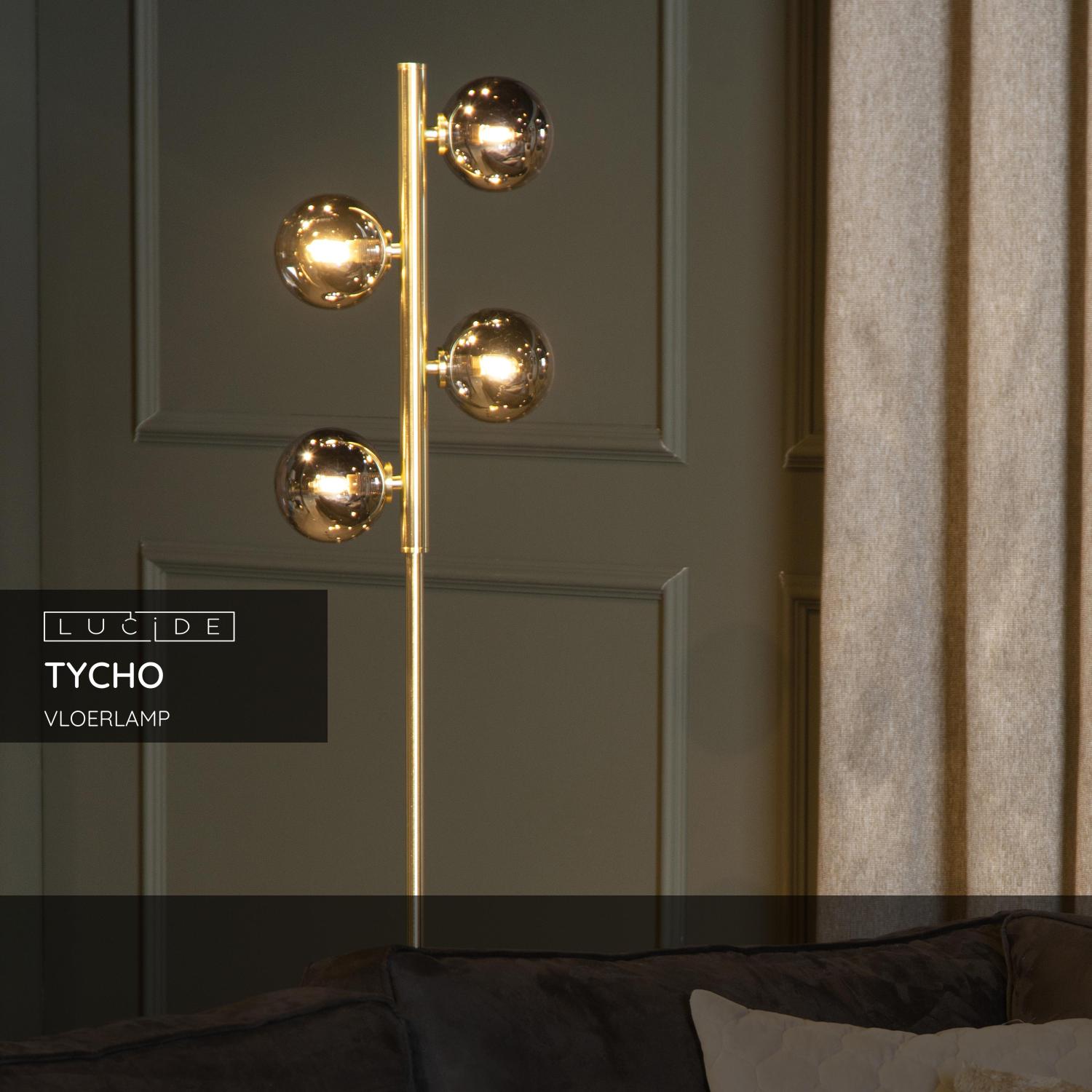 Lucide TYCHO Vloerlamp - Mat Goud   Messing
