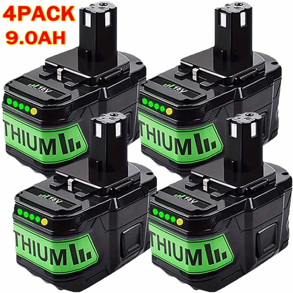 4pack for Ryobi P108 18v 9.0ah Battery Lithium - Ion One Plus High Capacity 109
