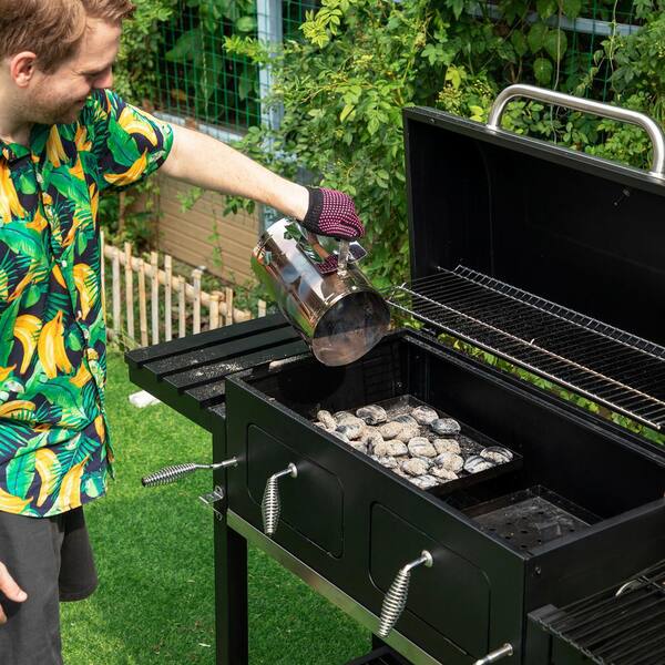 Heavy-duty Outdoor Barrel Charcoal Grill in Black - Image 7