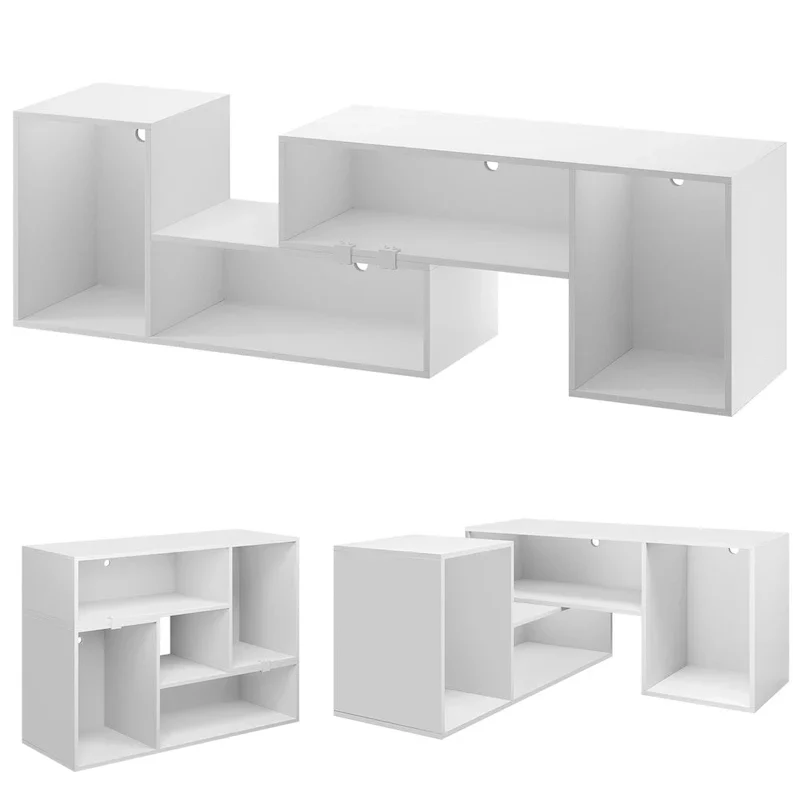 Modern Modular TV Stand with LED Lighting & Open Storage