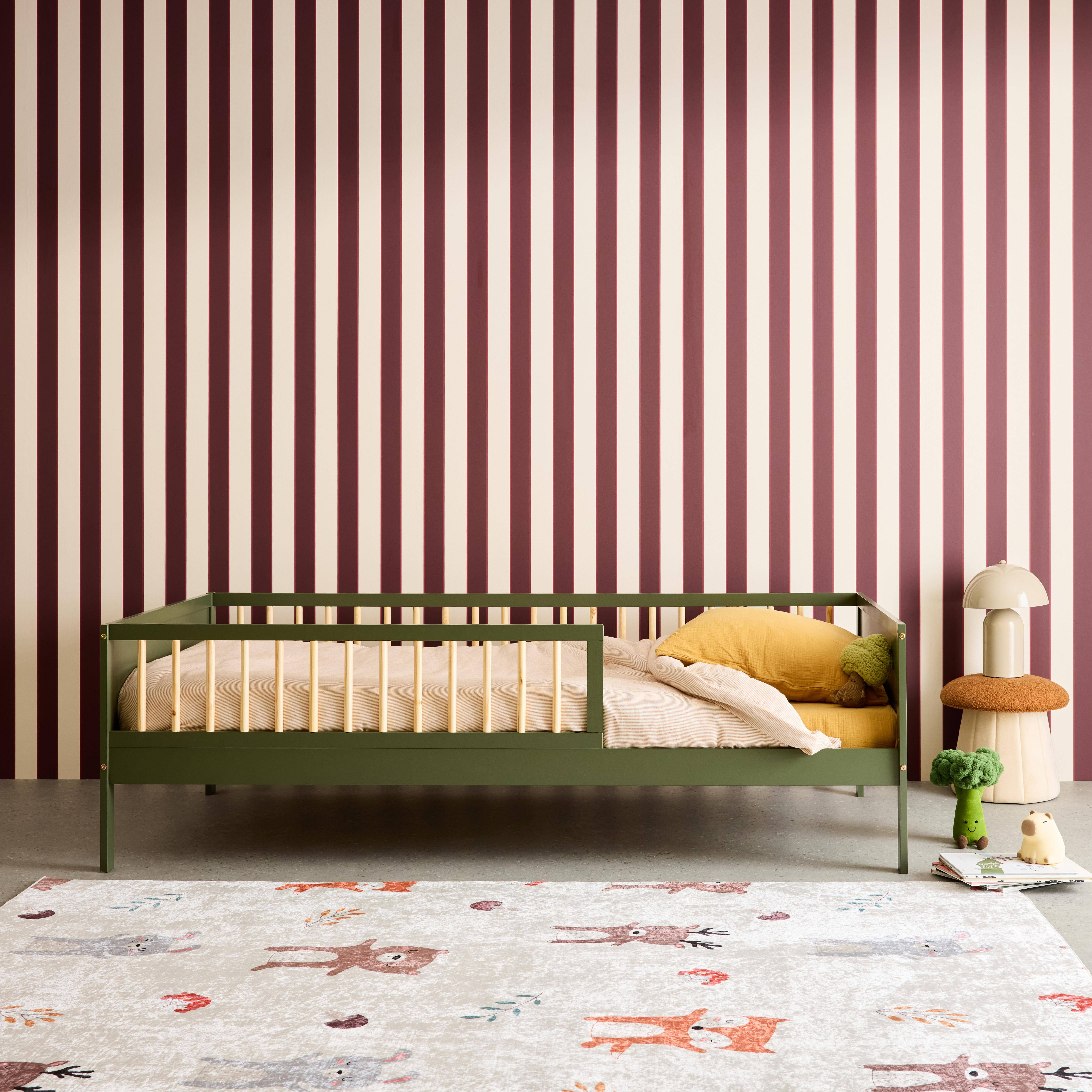 Elio - Cama infantil pino natural con somier de láminas incluido, 90cm