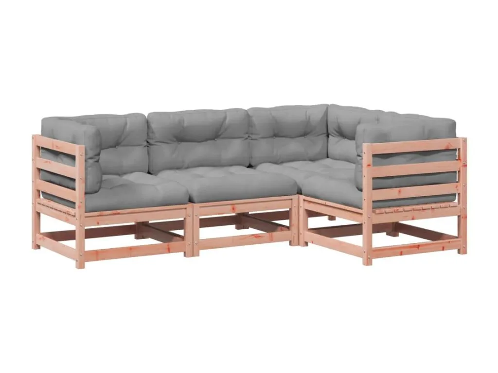Lluesmamuebles Set de sofás jardín 4 pzas con cojines Lluesmamuebles Marrón