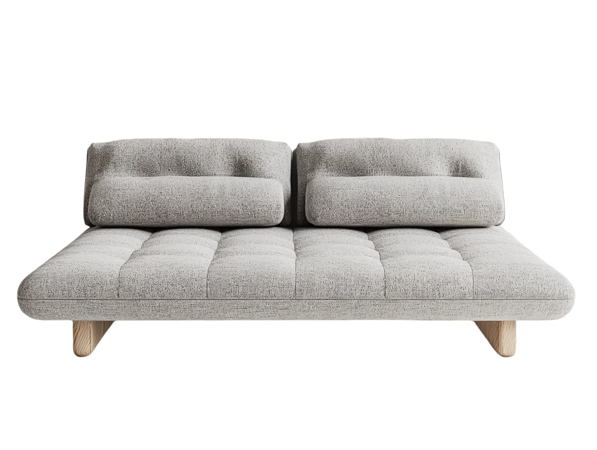 Sofá Gris Claro con Patas de Madera