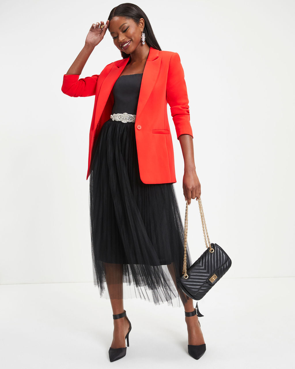 Standards Pocketed Blazer - Tomato Red - Se7enfashion