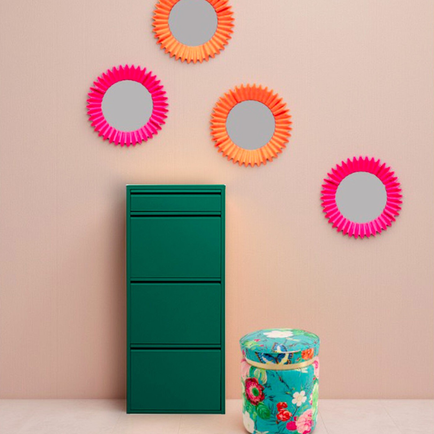 Schoenenkast Caruso groen 3+1 laden Kare Design