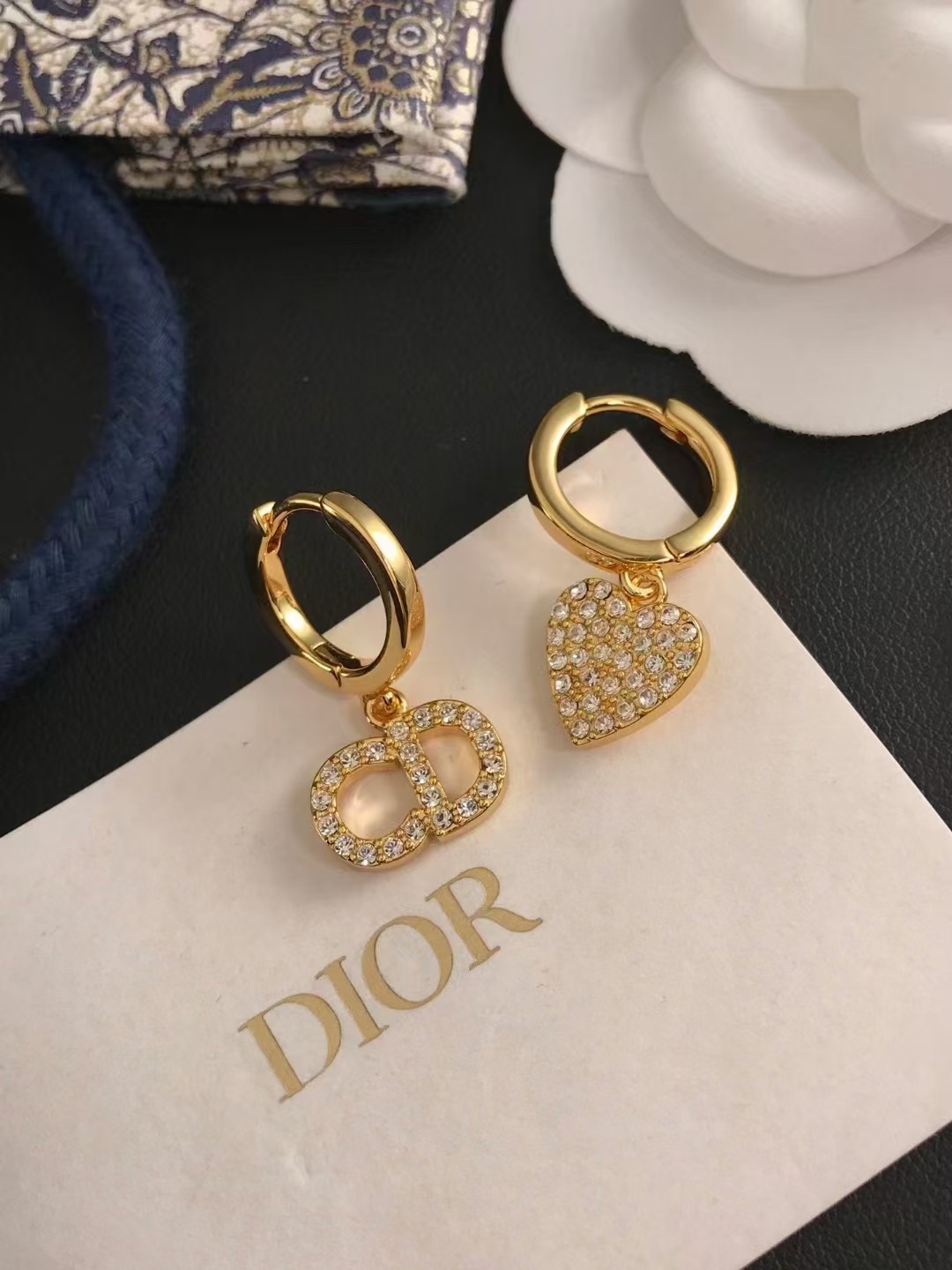 Dior Asymmetric Heart CD Dangle Earrings - Original Replica Club