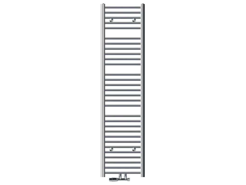 hogardiseno Radiador del baño conexión central 400 x 1800 mm Cromo Recto con Juego de Conexión incl. Termostato de Pared de Esquina Cromado Radiador Calefactor Calentador Secador de Toallas