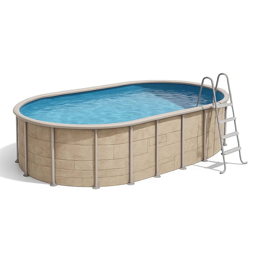 Piscina tubular ovalada desmontable de acero 472x286x104 cm Beige/Color piedra UoUxJoG144PE