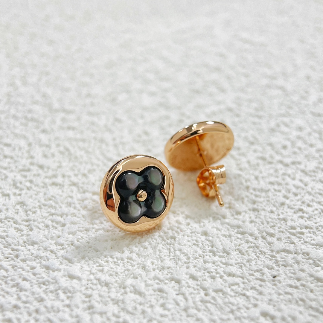 Louis Vuitton Gray Mother of Pearl Stud Earrings - Original Replica Club