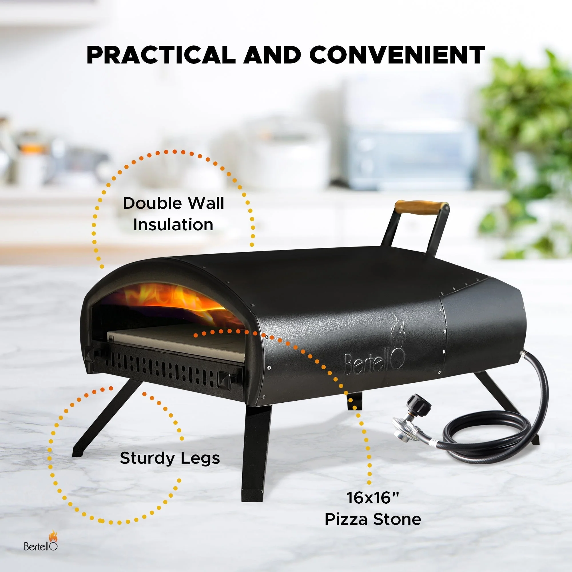 Bertello Grande 16" Outdoor Pizza Oven - Gas & Wood Fired Simultaneously - Outdoor Pizza Oven AS SEEN ON SHARK TANK - PATENTED - Image 2