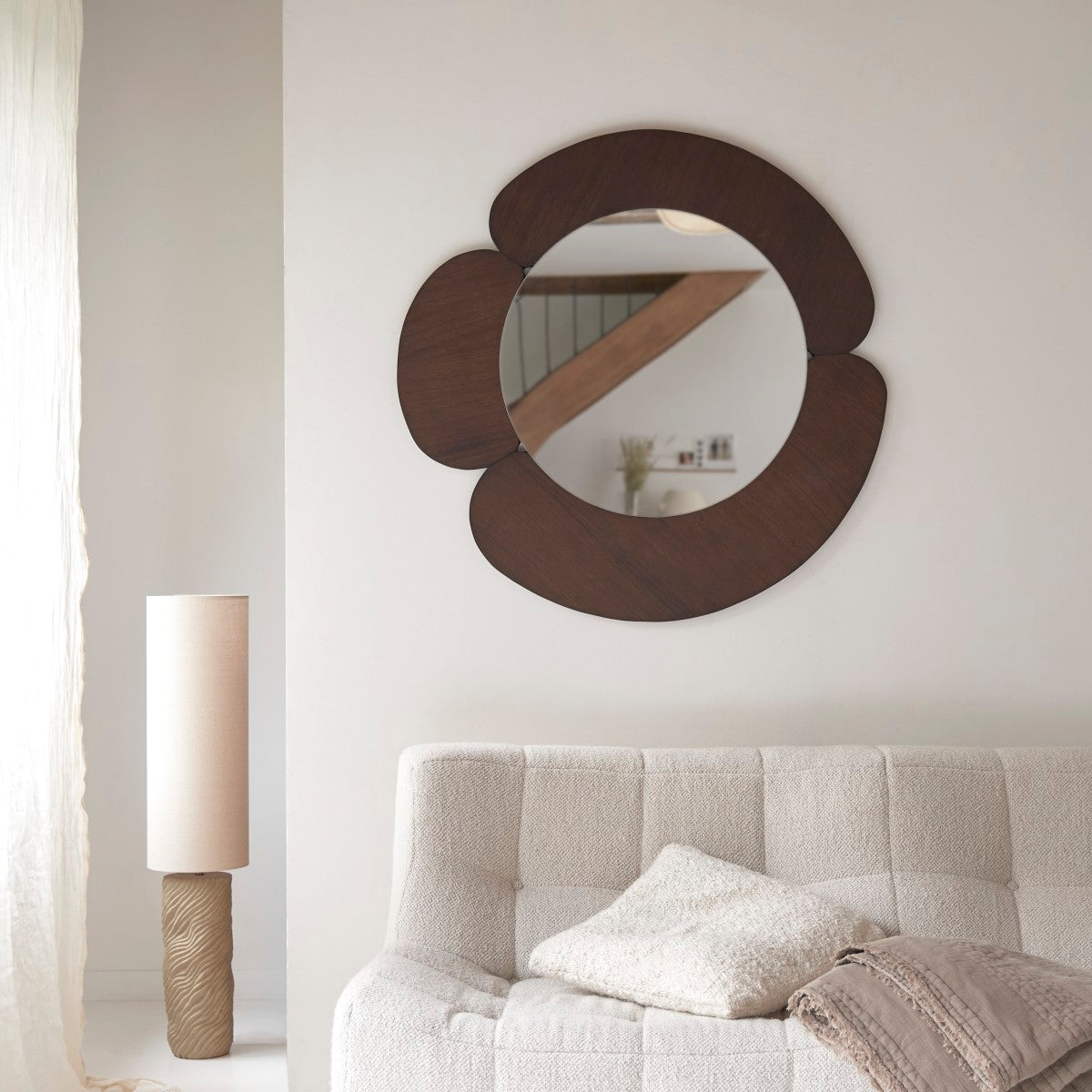 Tikamoon - Sara - Spiegel in donker mindihout 110 x 110 cm