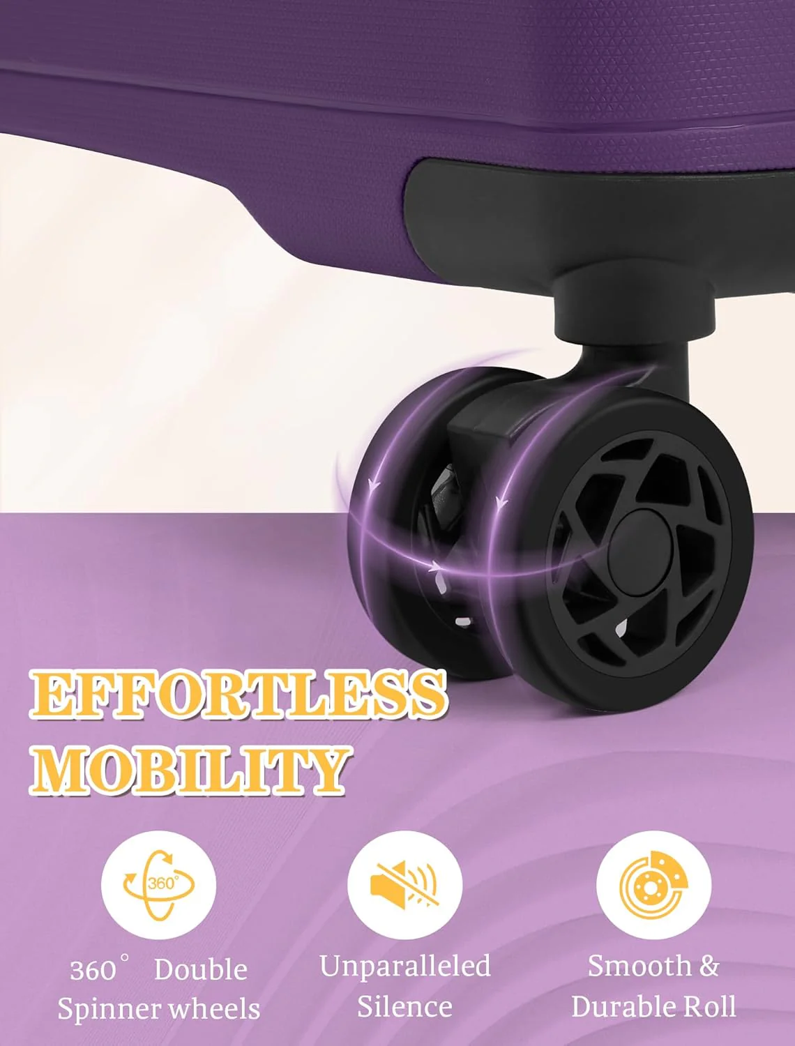 5-piece luggage set with wheels, ABS hardshell suitcase with spinner wheels