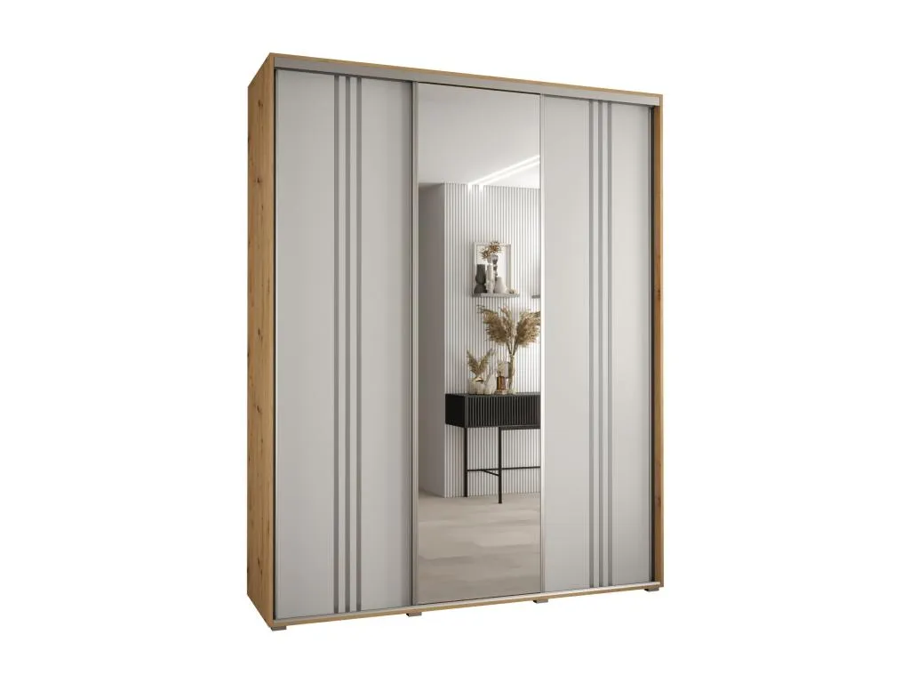 ARMARIO Mueblestop 7 DE PUERTAS CORREDERAS 235.2/200/60 3 puertas (Artisan/Blanco/Plata) 50292ADRQ