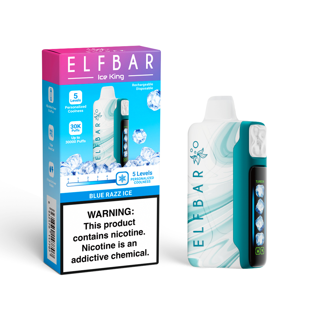 ELF BAR ICE KING 30K cigarette électronique jetable rechargeable (toutes les saveurs)