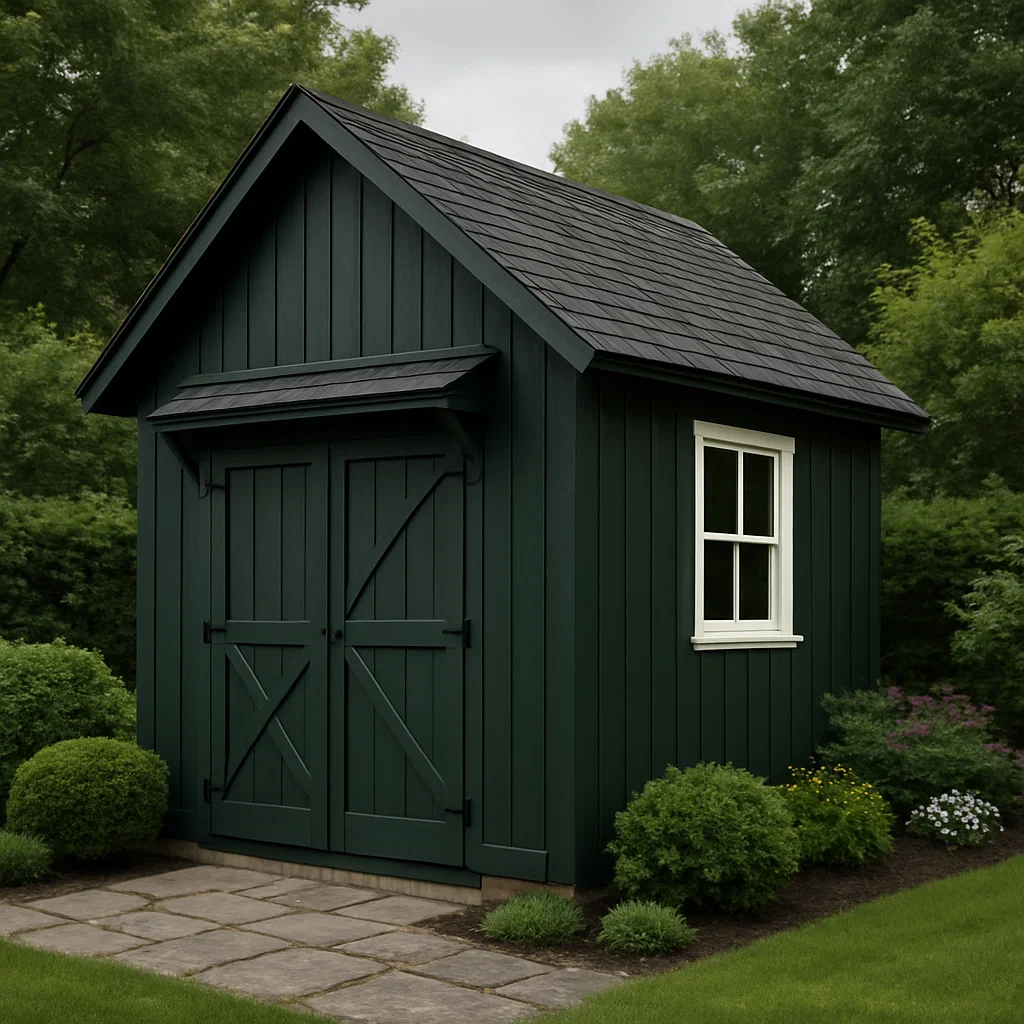 Caseta de jardín, caseta de almacenamiento verde oscuro de madera para exteriores, 210 x 180 x 250 cm xzNEOhJ247sV