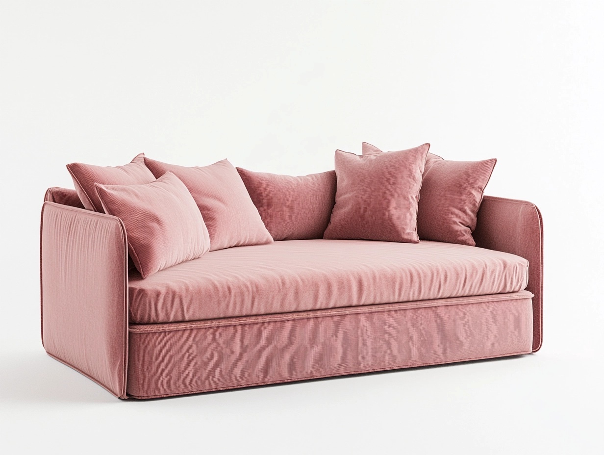 Sofá cama tapizado de terciopelo rosa 200x90 cm para sala de estar moderno multifuncional