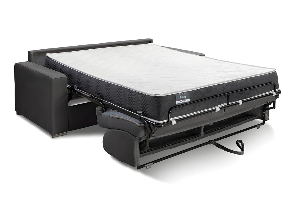 Sofá cama de 3 plazas de tela de apertura rápida CALITO - Azul - Cama de 140 cm - Colchón de 22 cm con memoria de forma