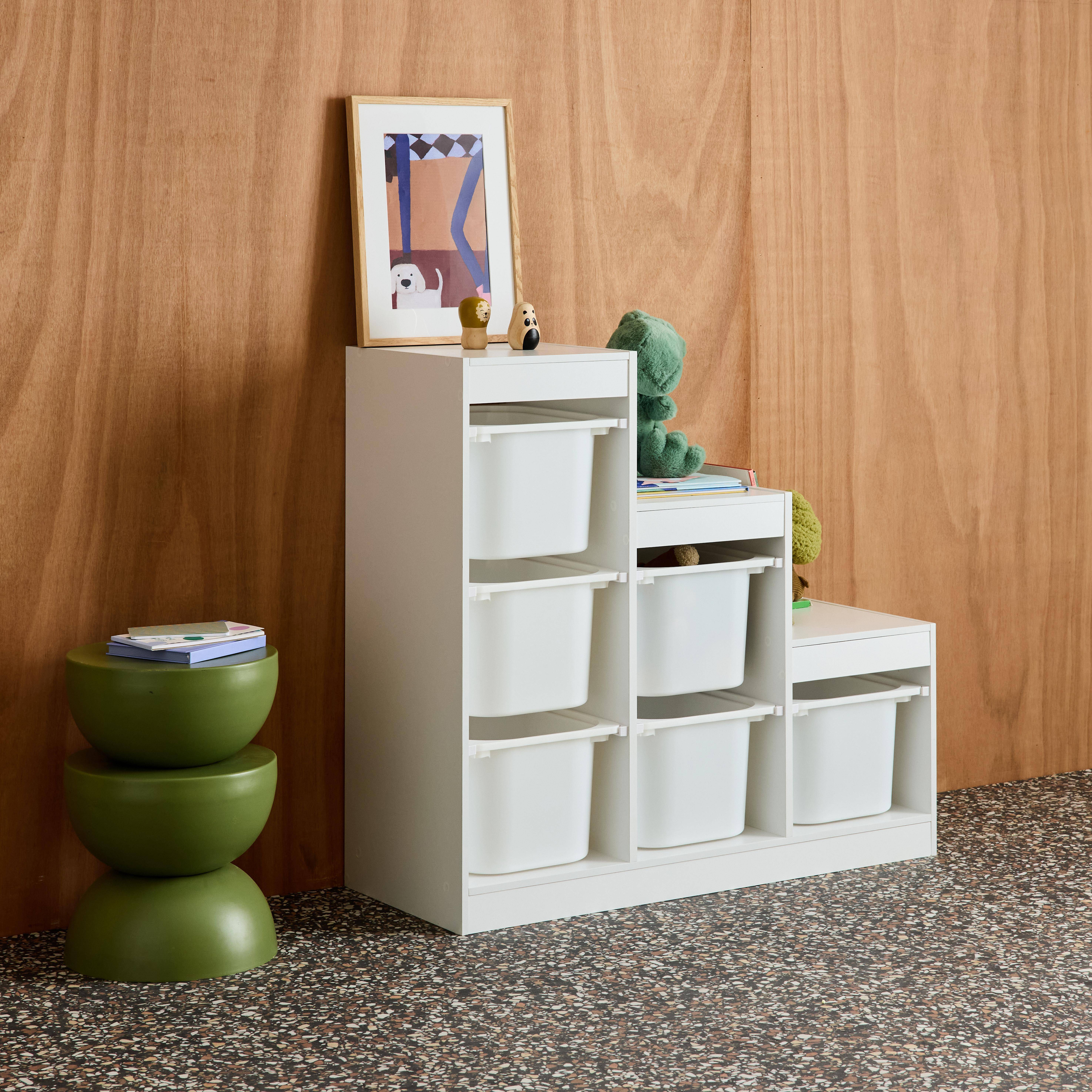 Sora - Mueble de almacenamiento infantil escalera, 6 cajones de almacenamiento