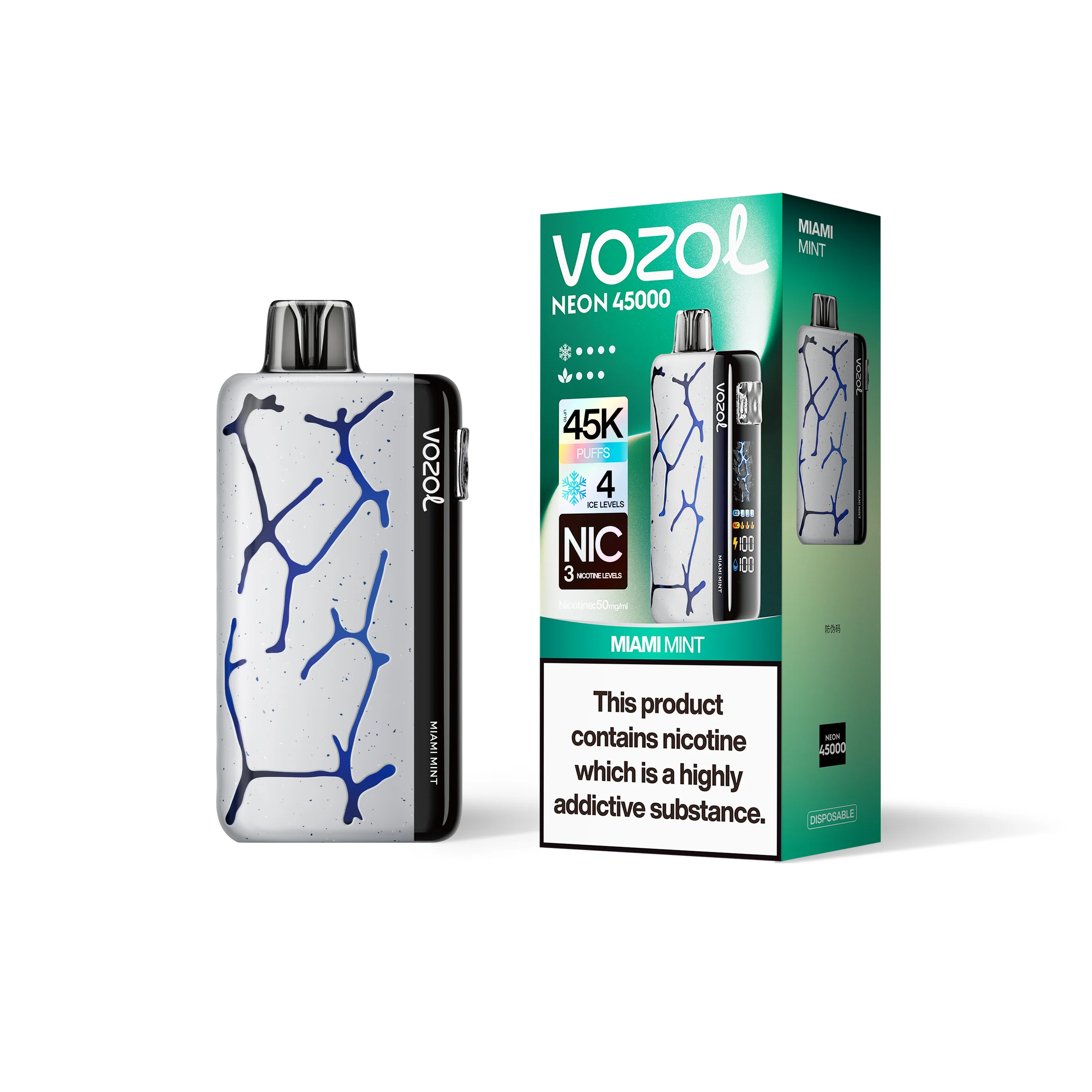 VOZOL NEON 45K kertakäyttöinen sähkötupakka (kaikki maut)