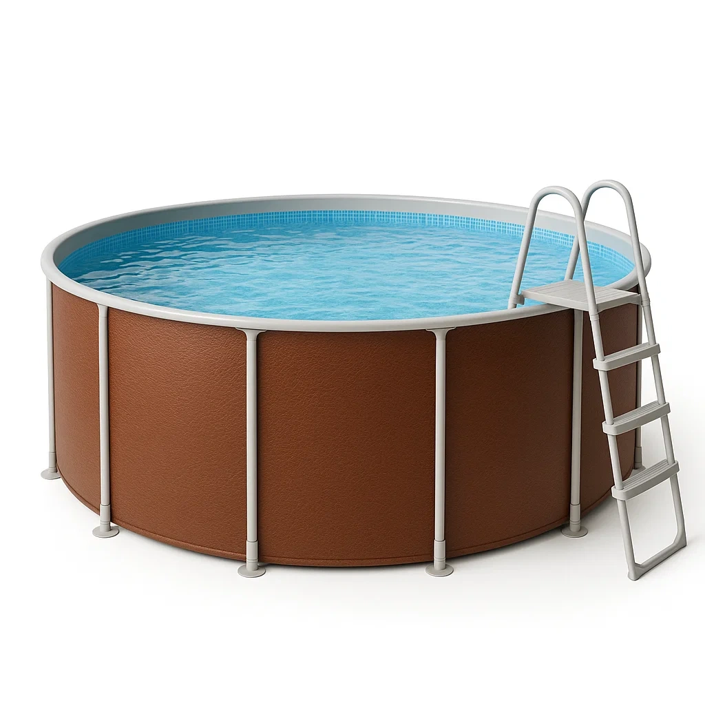 Piscina tubular redonda desmontable 448x105 cm Color marrón con filtro y escalera VmCNMza284cd