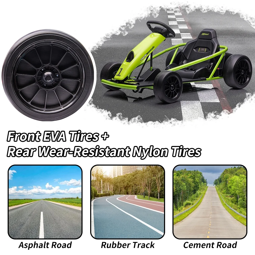 Kojooin Go Kart for Kids,24V Battery 300WX2 Motors Pedal On Foot Go Cart,8MPH High Speed Drifting Car with Slow Start Function,Rose red - Image 24