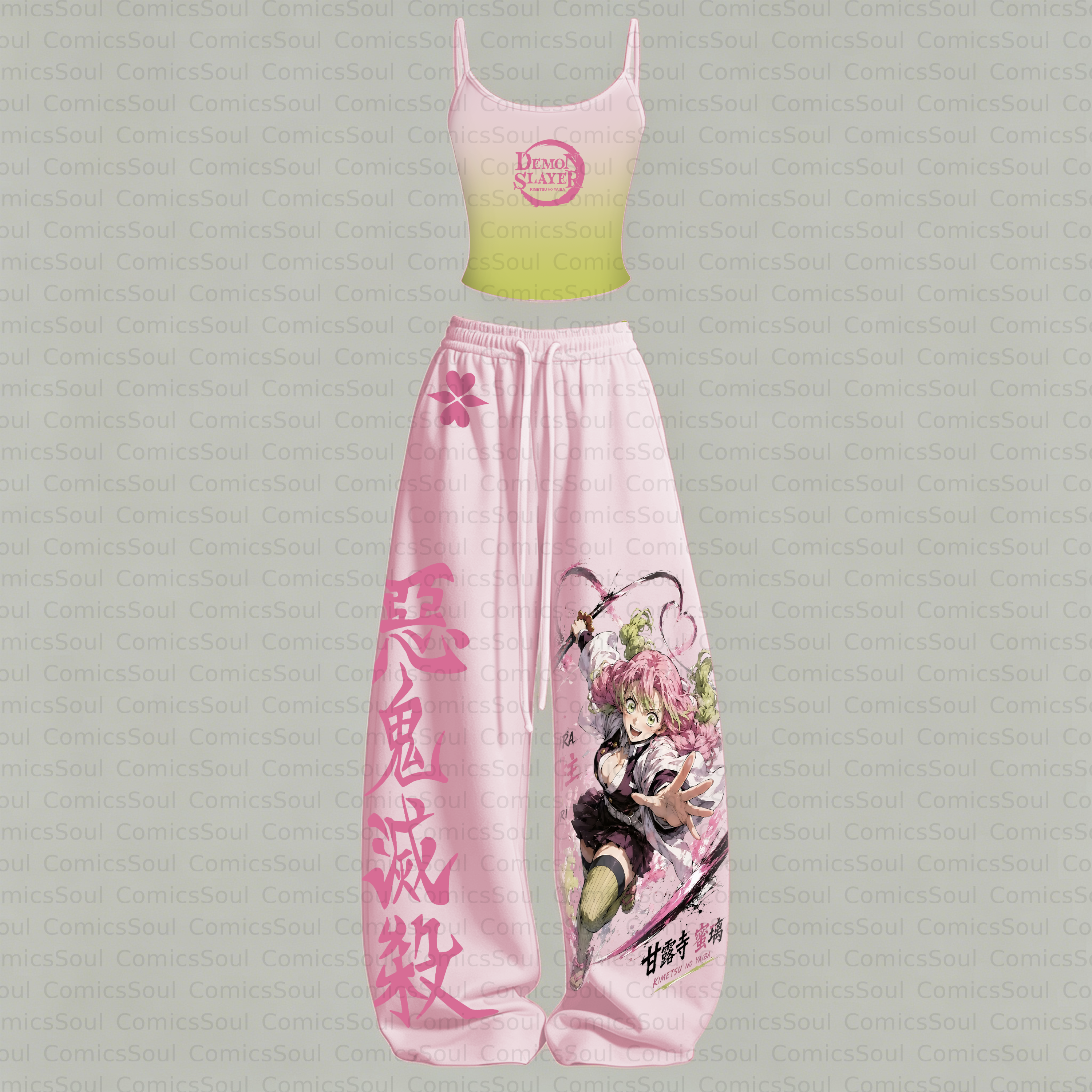 Demon Slayer Top & Elasticated Trousers Two-Piece Set 3051040 TeeThreads Sustain the Scene with Custom Apparel