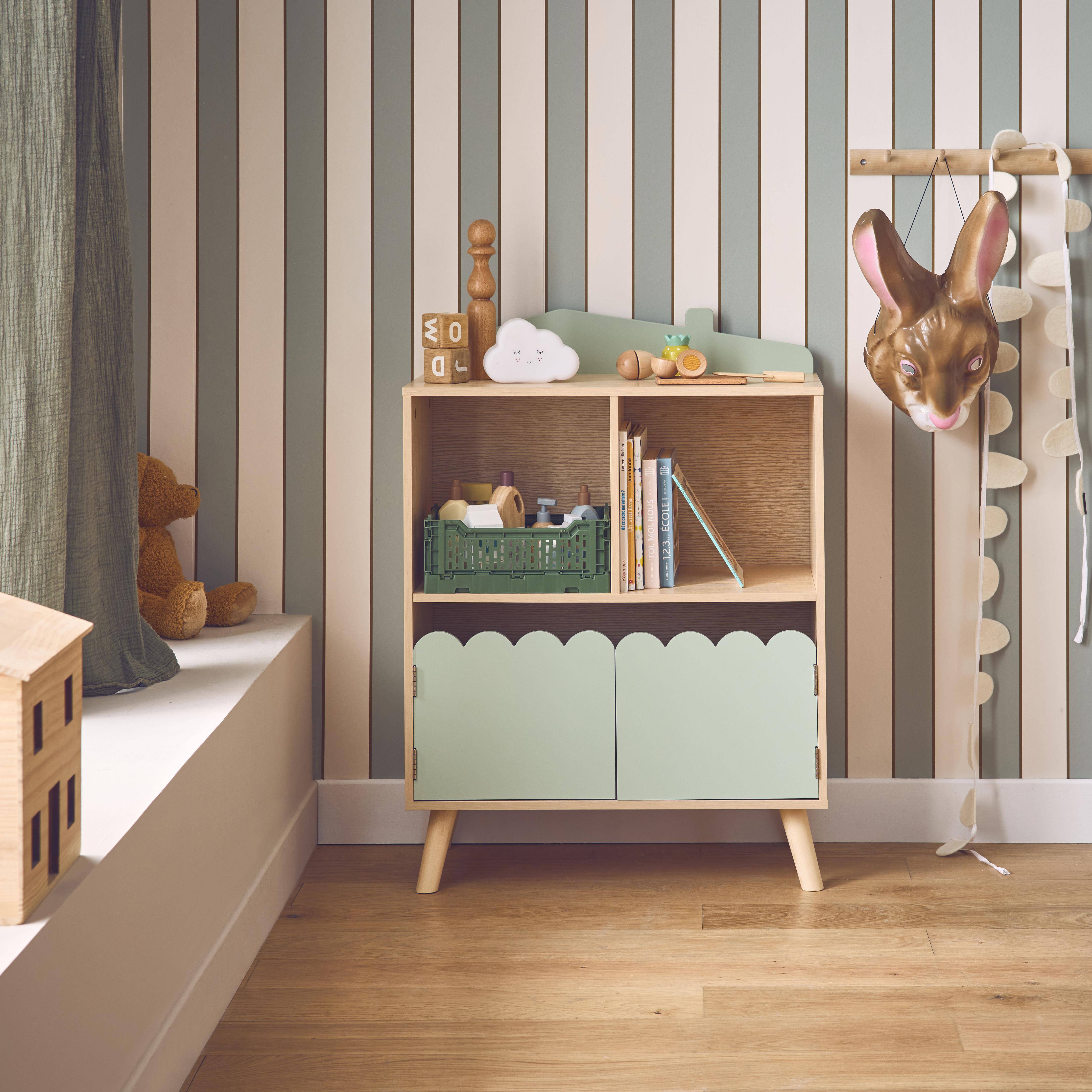 Azur - Librería infantil de 2 estantes y 2 puertas