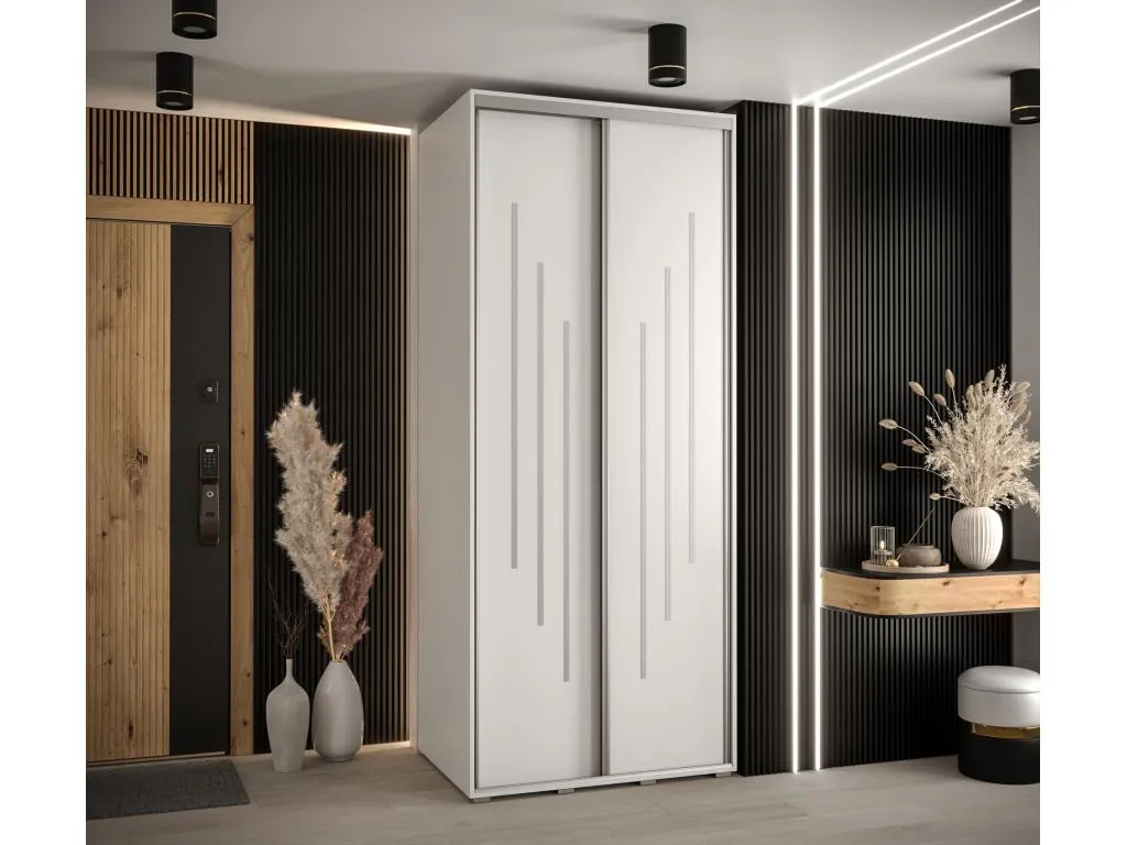 ARMARIO Jmmhogar 8 DE PUERTAS CORREDERAS 235.2/100/45 2 puertas (Blanco/Blanco/Plata)