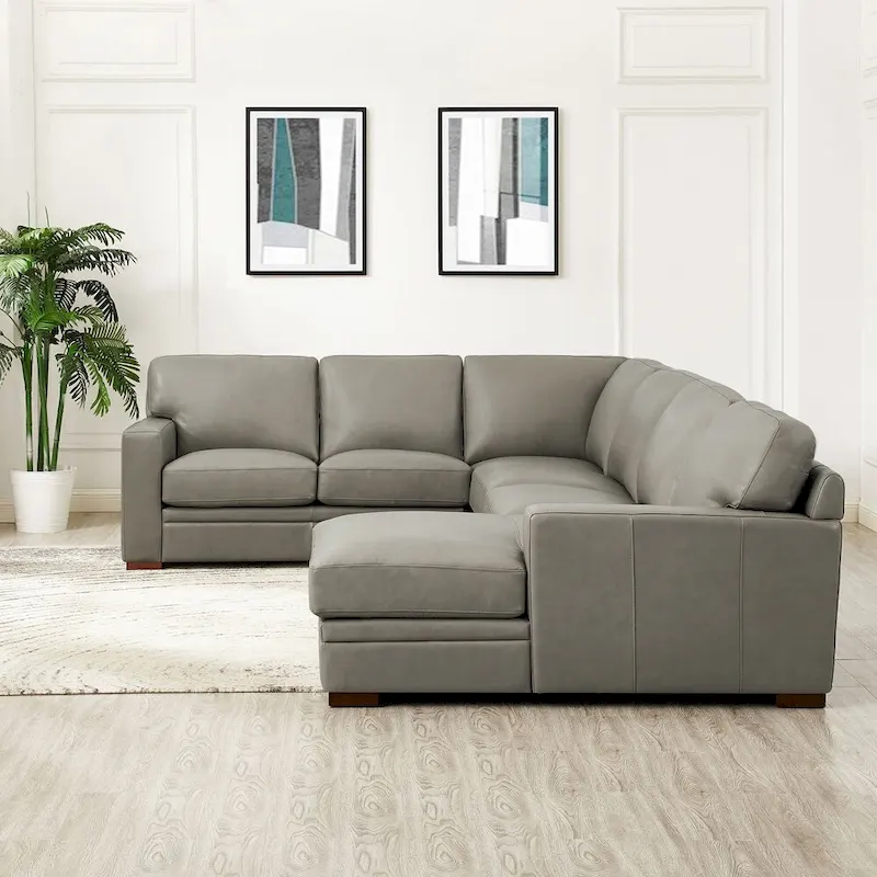 Hydeline Dillon Right-Facing Sectional Sofa with Chaise in Top Grain Leather