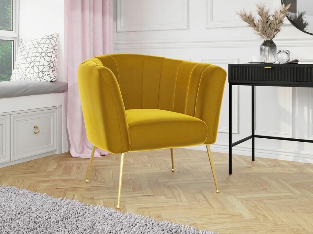 Sillón Cozovis 112 - Amarillo - 83x85x82cm - Tapiz - Patas Metal