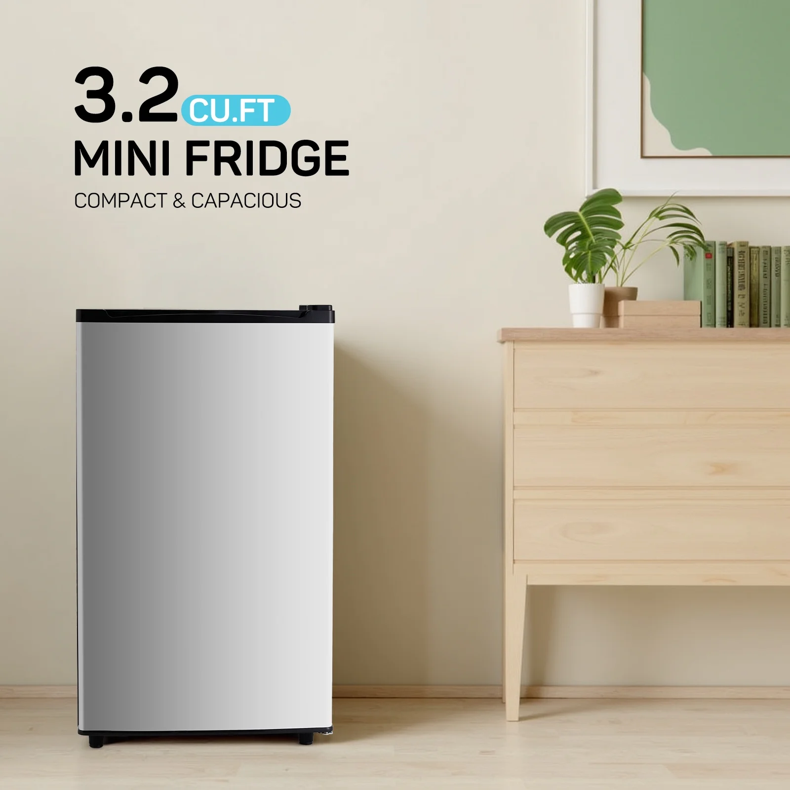 Upgraded Mini Fridge with Freezer, Compact Single Door, 3.2 Cu.Ft , Adjustable Thermostat, Low Noise, Perfect for Bedroom, Dorm, Office, 17.5" D x 17.7" W x 31.5" H, Black - Image 13