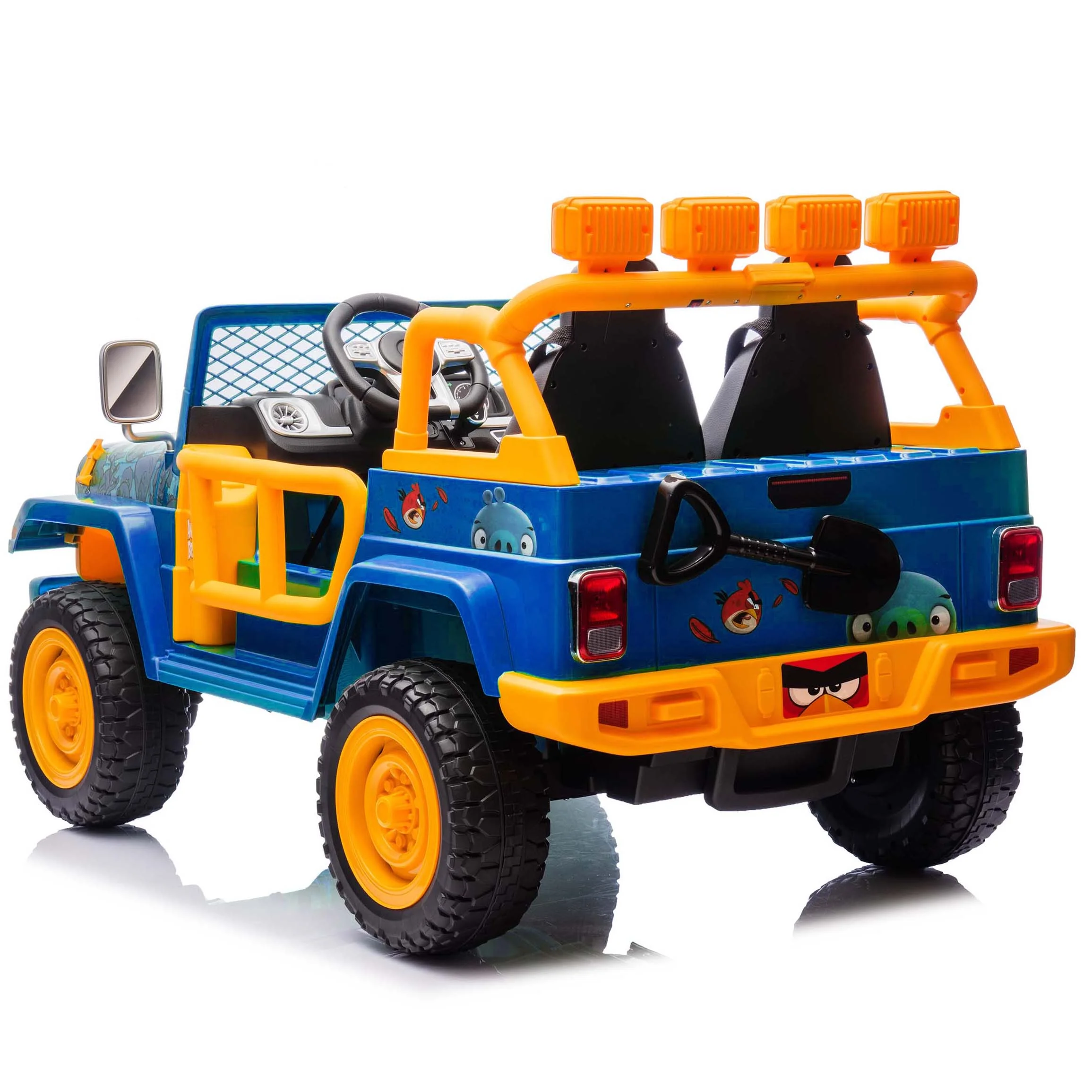 Joyracer 24 Volt Ride on Toys for Big Kids, Licensed Angry Birds Ride on Truck with Remote, 2 Seater 4WD Electric Ride ons with Shovel, Bluetooth, Lights, Power Car Wheels for 3-8, 130lbs, Green - Image 15