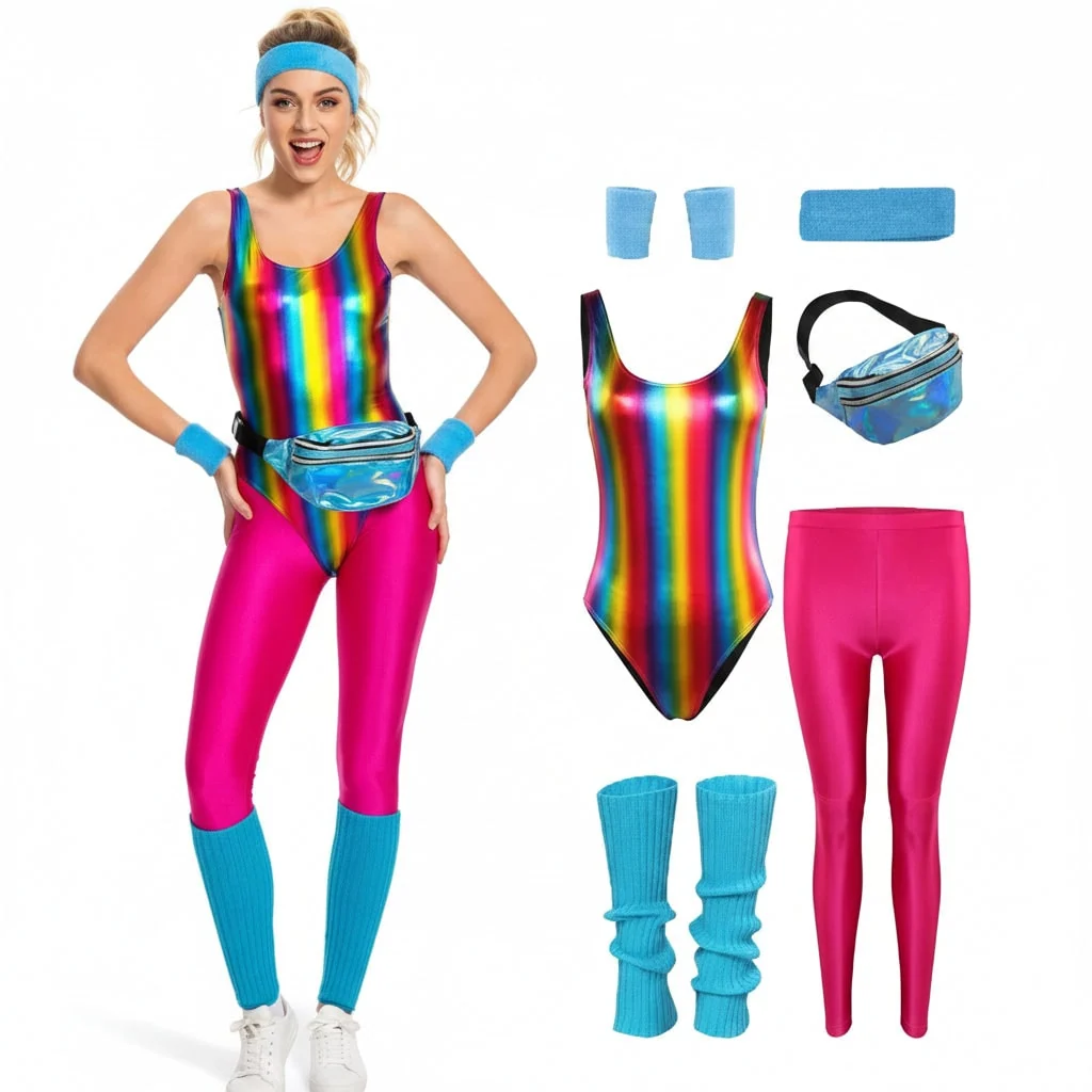 Halloween Costumes Girls Retro Fitness Outfit Set - Image 7 Halloween Costumes Girls Retro Fitness Outfit Set - Image 7