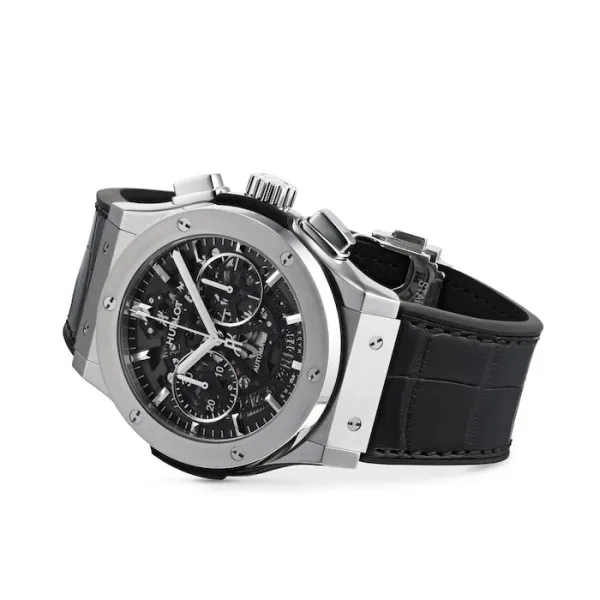 Hublot Classic Fusion Men Automatic Skeleton Leather Watch 525.NX.0170.LR