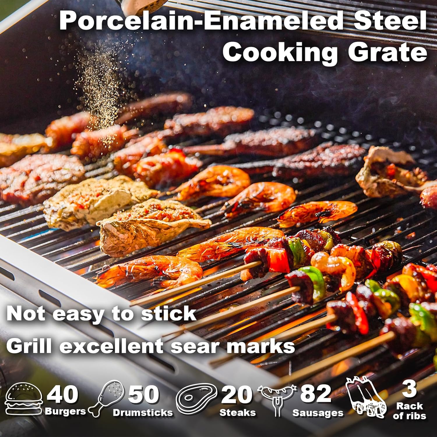 Upgraded 4 Burner BBQ Propane Gas Grill with Cast Iron Grates & Side Stove, 44,000 BTU Stainless Steel Burner Barbecue Grill for Patio, Camping, Outdoor Cooking.